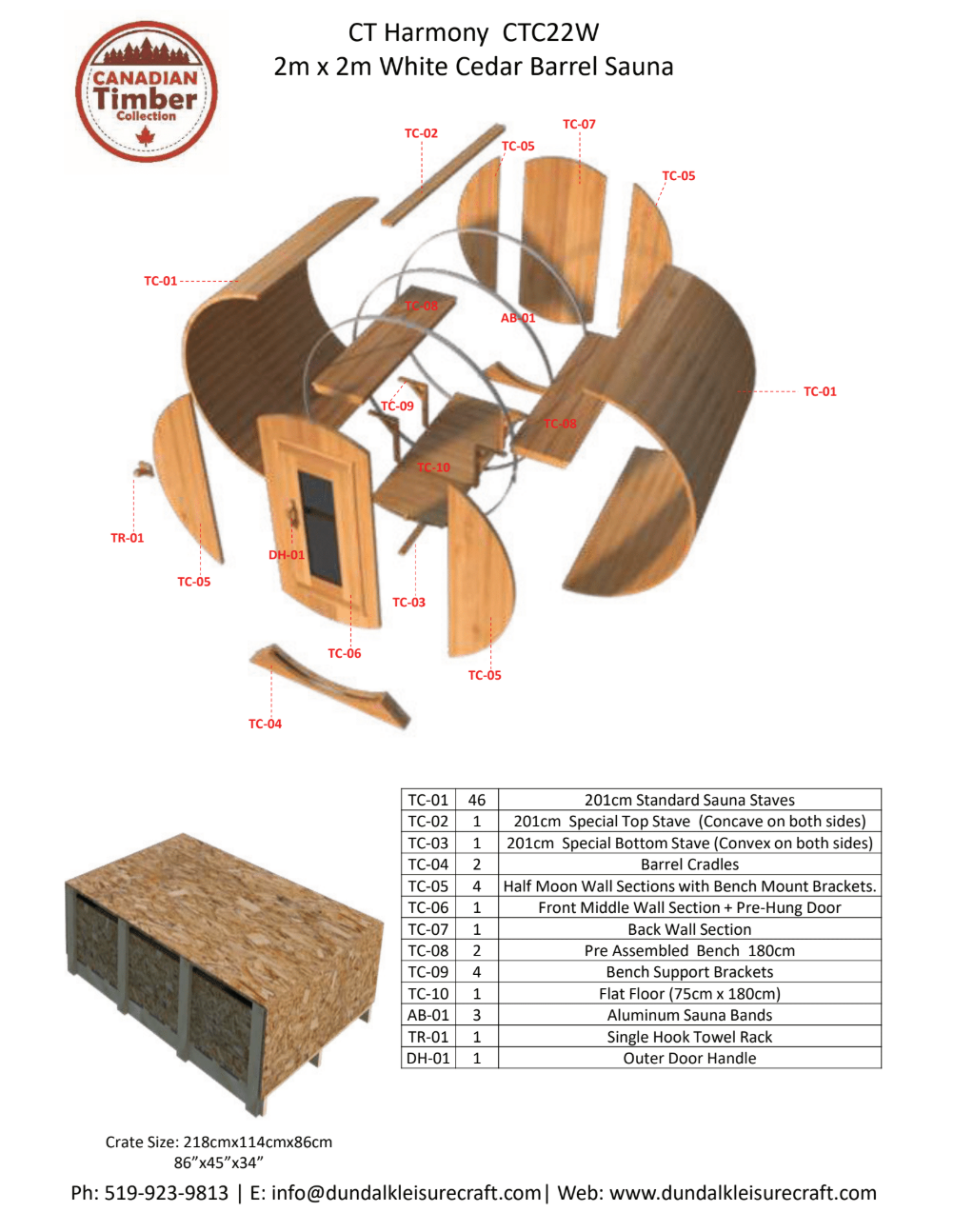 Canadian Timber Classic Cedar Barrel Outdoor Sauna Kit