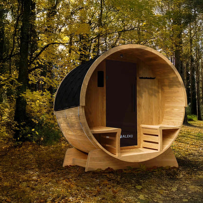 ALEKO Liatris Cedar Canopy Barrel Sauna Kit