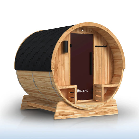 ALEKO Liatris Cedar Canopy Barrel Sauna Kit