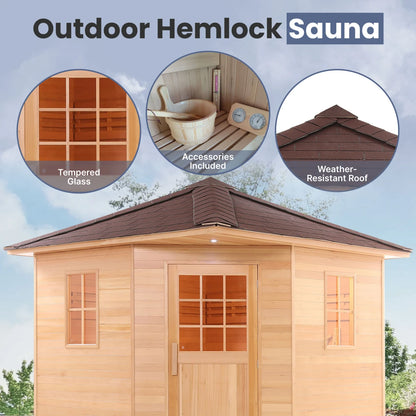 ALEKO Hemlock Outdoor Cabin Sauna Kit