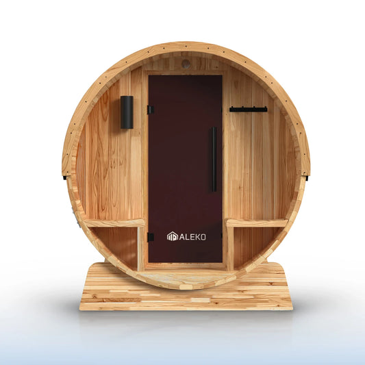 ALEKO Liatris Cedar Canopy Barrel Sauna Kit