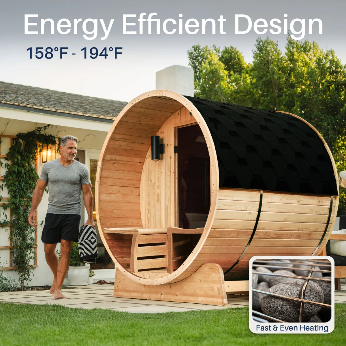 ALEKO Liatris Cedar Canopy Barrel Sauna Kit