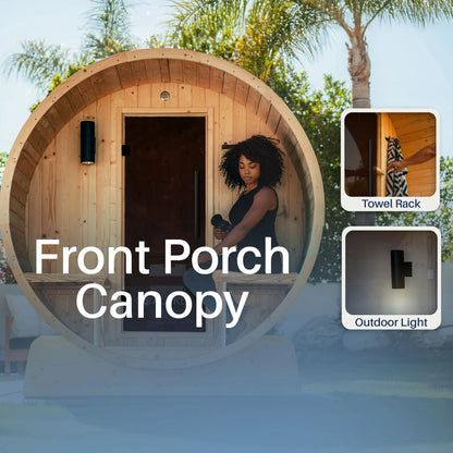ALEKO Liatris Cedar Canopy Barrel Sauna Kit