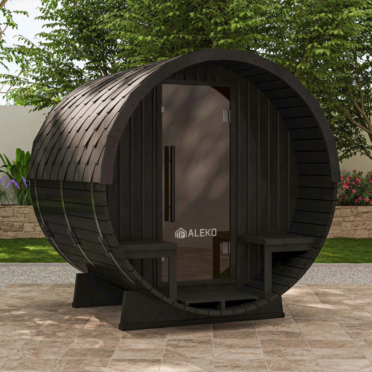 ALEKO Aster Cedar Canopy Barrel Sauna Kit