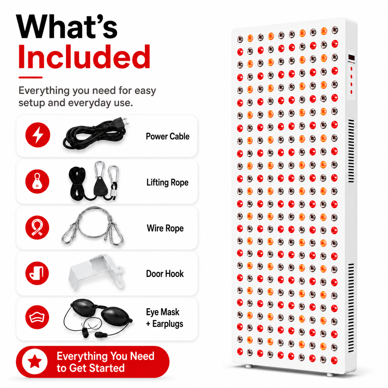 iReliev Full Body Red Light Therapy Panel (1500W)