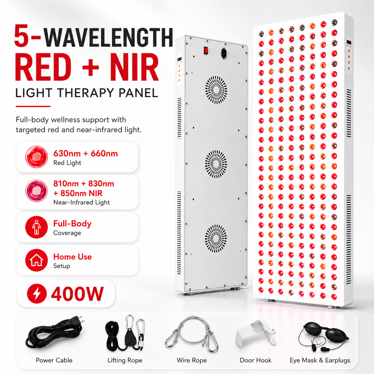 iReliev Full Body Red Light Therapy Panel (1500W)