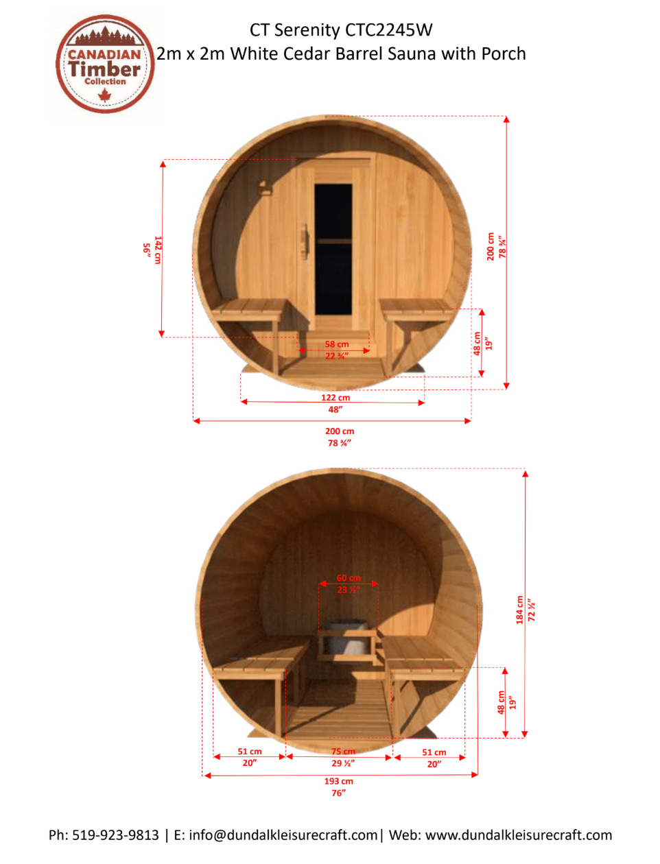 Canadian Timber Serenity Barrel Sauna Kit