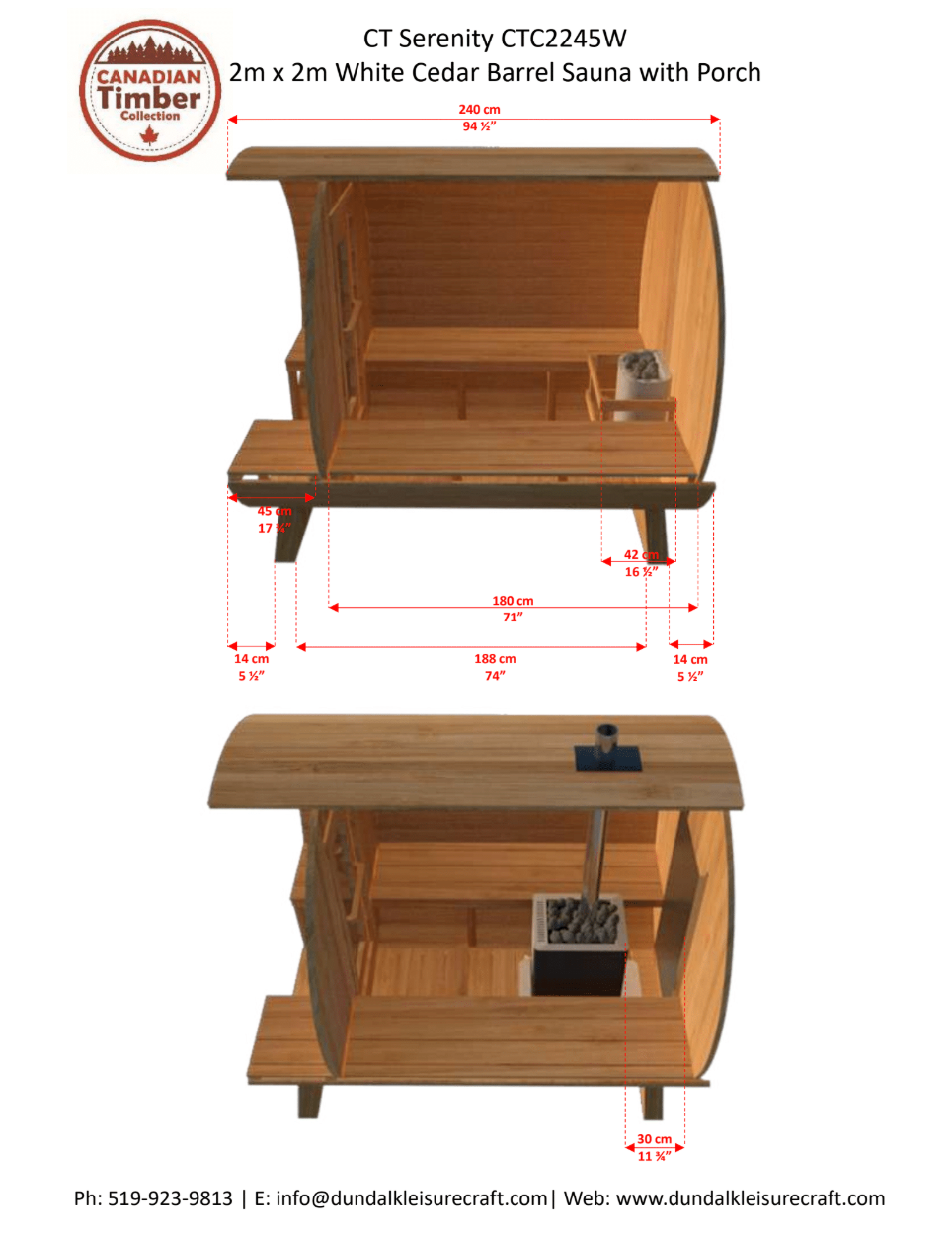 Canadian Timber Serenity Barrel Sauna Kit