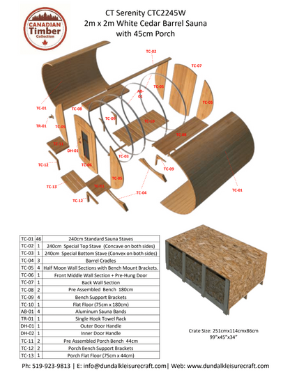 Canadian Timber Serenity Barrel Sauna Kit
