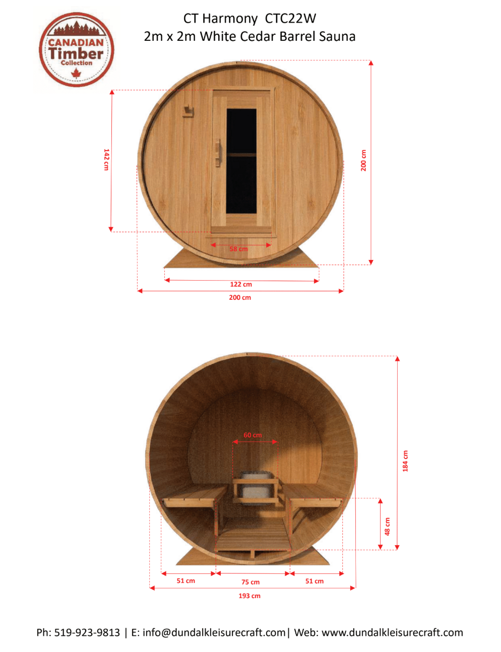 Canadian Timber Classic Cedar Barrel Outdoor Sauna Kit
