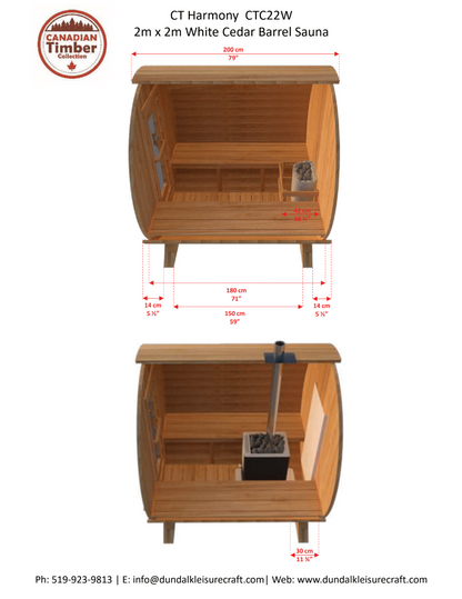 Canadian Timber Classic Cedar Barrel Outdoor Sauna Kit