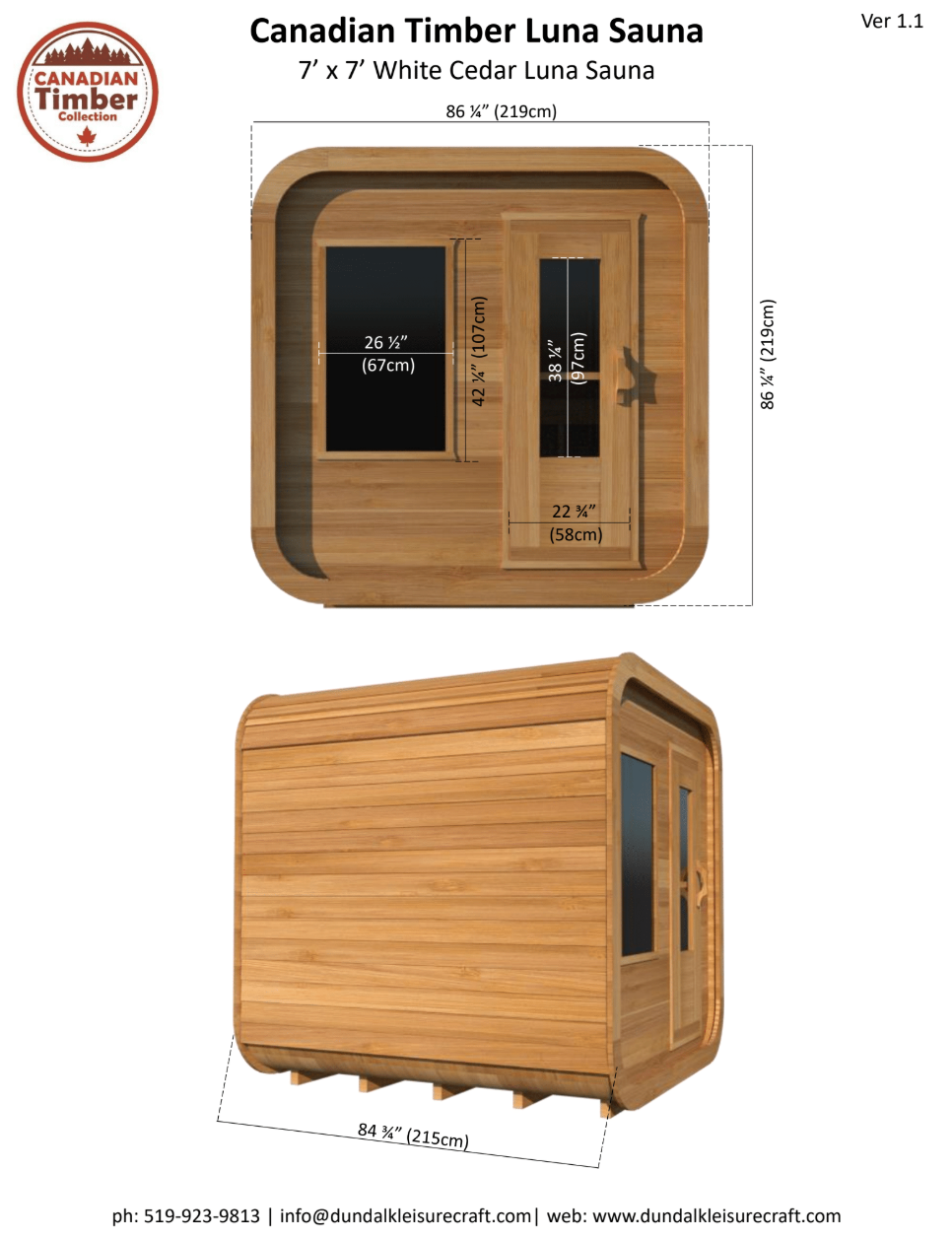 Canadian Timber Luna Cedar Sauna Kit