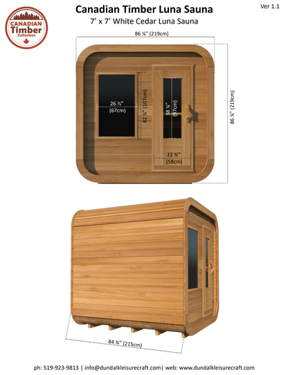 Canadian Timber Luna Cedar Sauna Kit