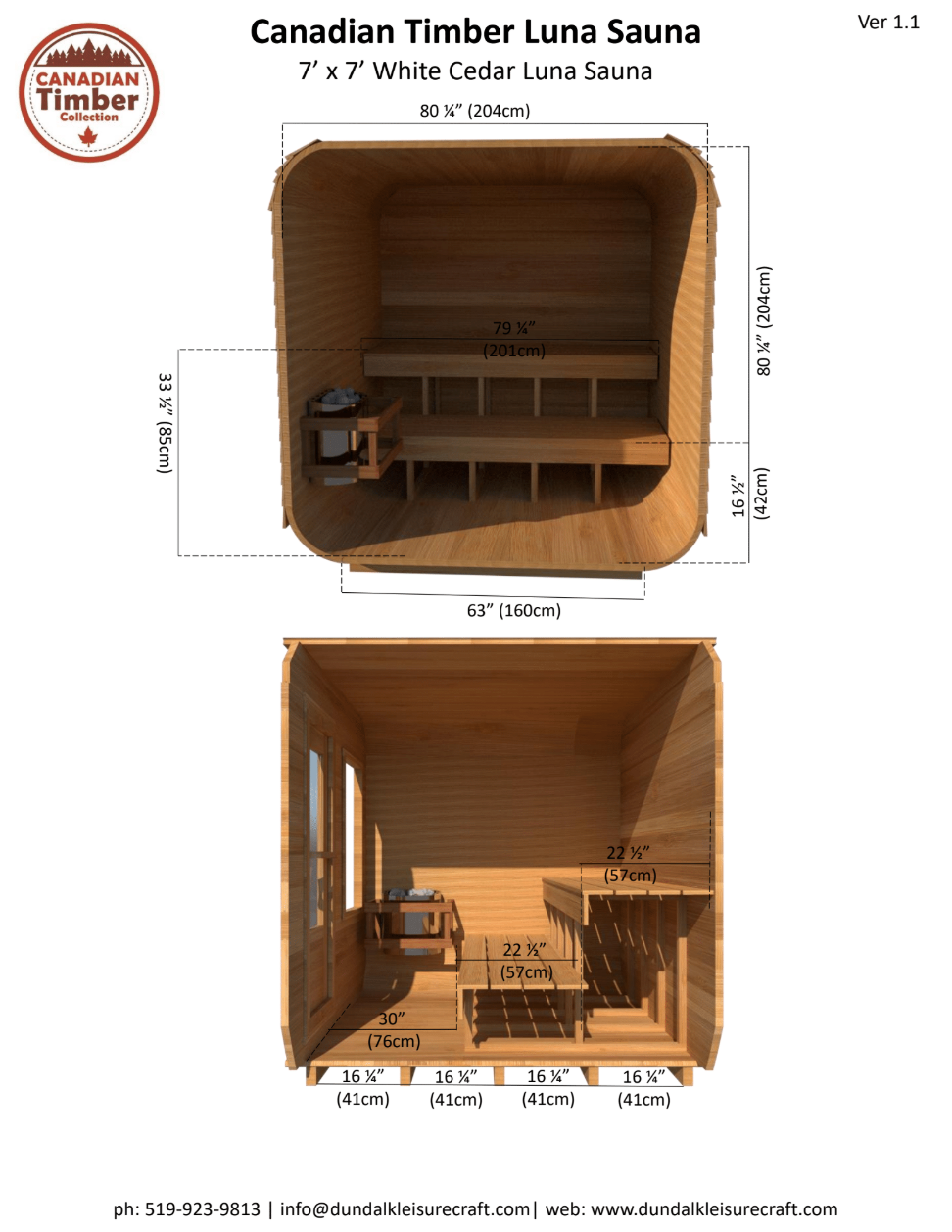 Canadian Timber Luna Cedar Sauna Kit